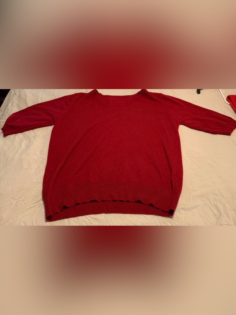 Source Unknown Red Crewneck Scoop-Neck Sweater